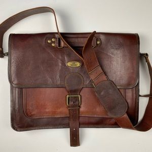 Vintage oiled leather messenger bag new